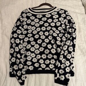 Floral Black and White Sweater